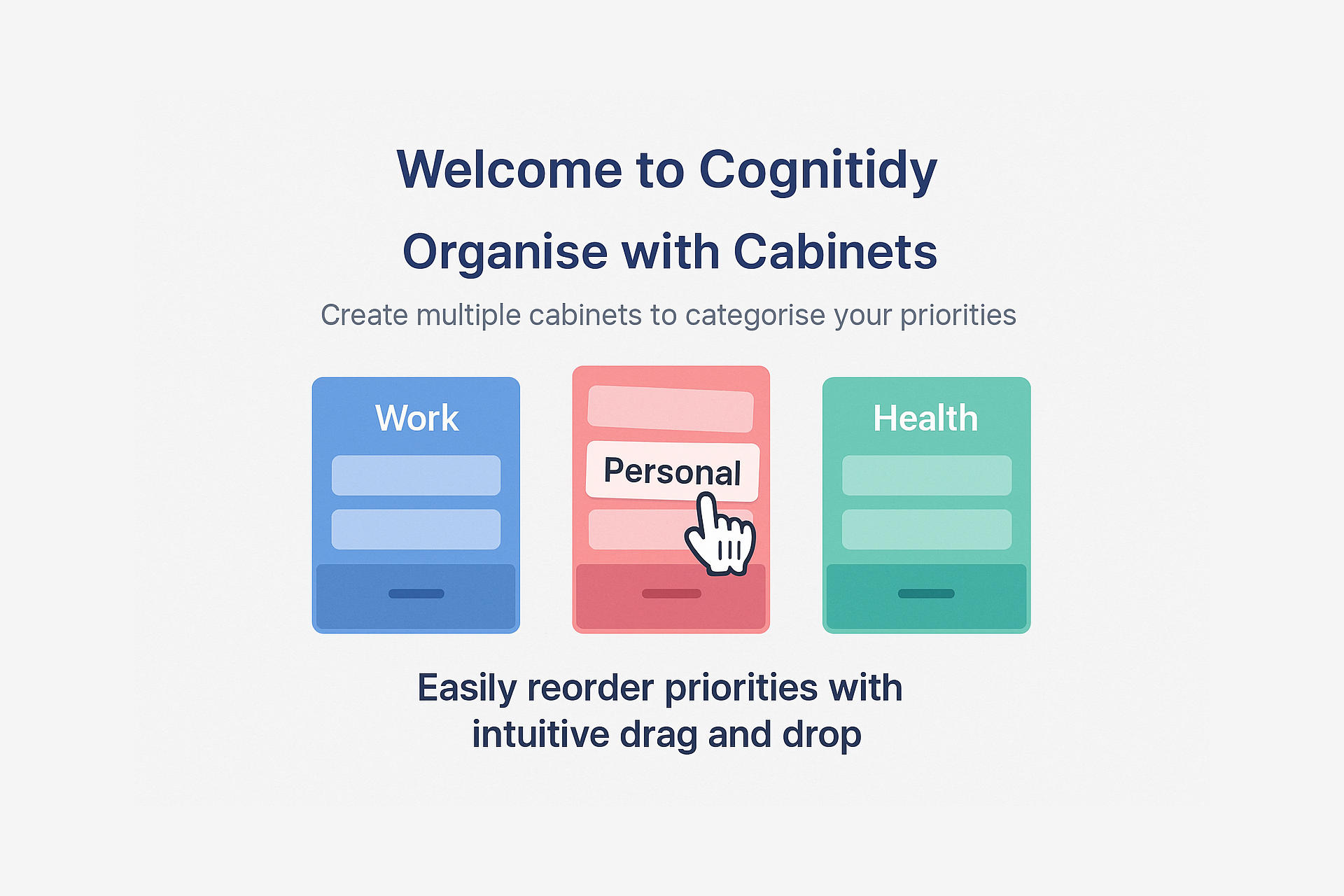 Create multiple cabinets to categorise your priorities with Cognitidy